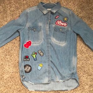 Denim Patched Throw-over